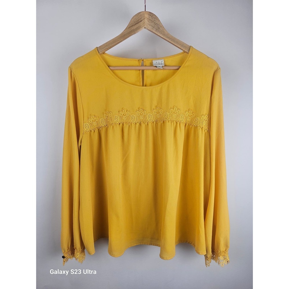 A New Day long sleeve, golden yellow blouse, szXL